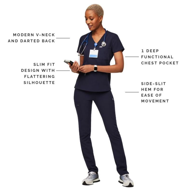 Top de Uniforme Médico FIGS Catarina Azul Marino Talla S