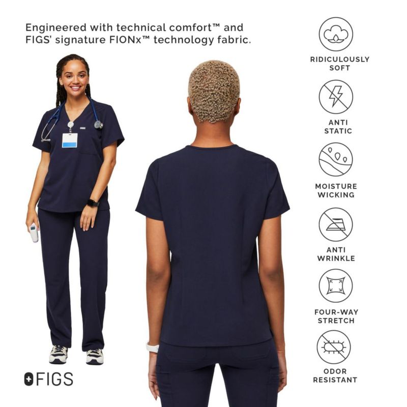 Top de Uniforme Médico FIGS Catarina Azul Marino Talla S