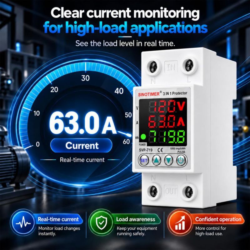 Protector contra Sobretensiones SINOTIMER 110V/120V 63A para Carril DIN