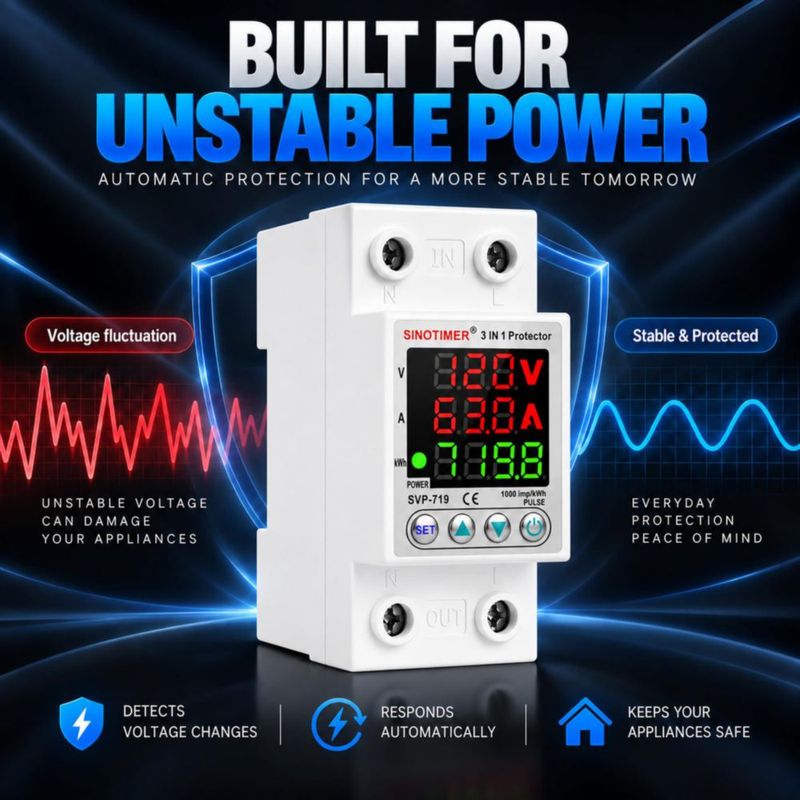 Protector contra Sobretensiones SINOTIMER 110V/120V 63A para Carril DIN