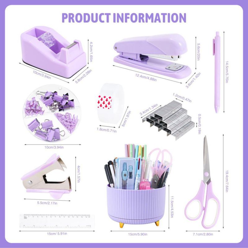 CADDY Gawsey Set Organizador de Escritorio Morado 360° Giratorio