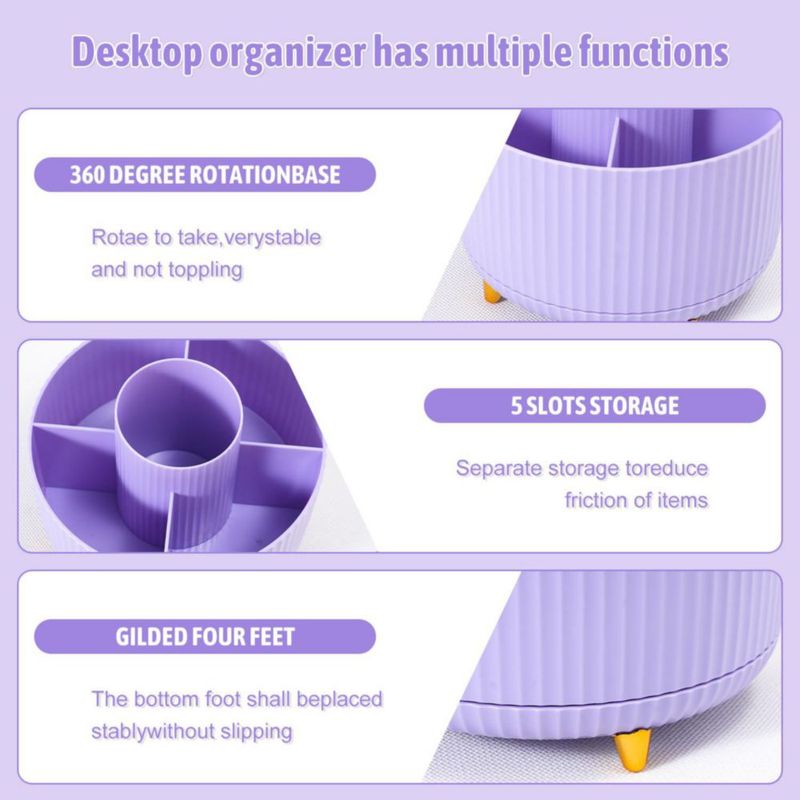 CADDY Gawsey Set Organizador de Escritorio Morado 360° Giratorio