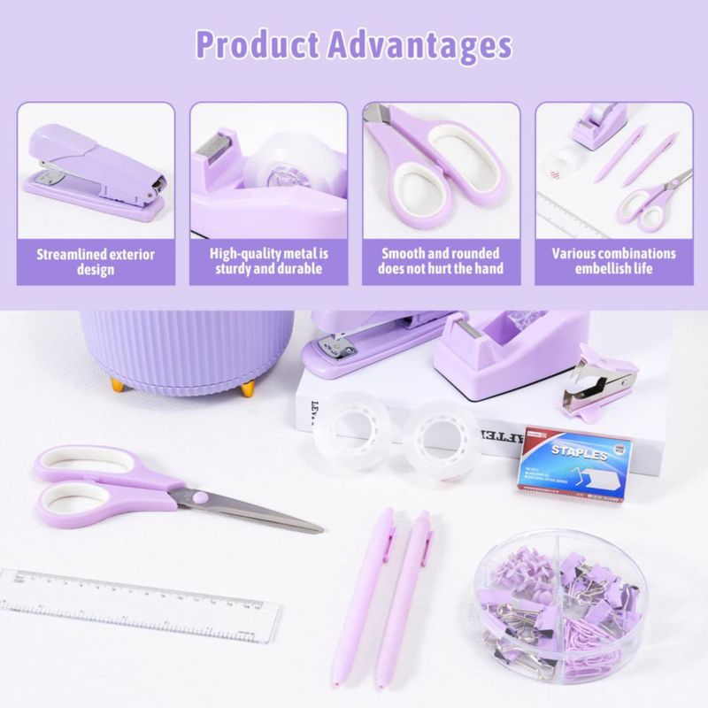 CADDY Gawsey Set Organizador de Escritorio Morado 360° Giratorio