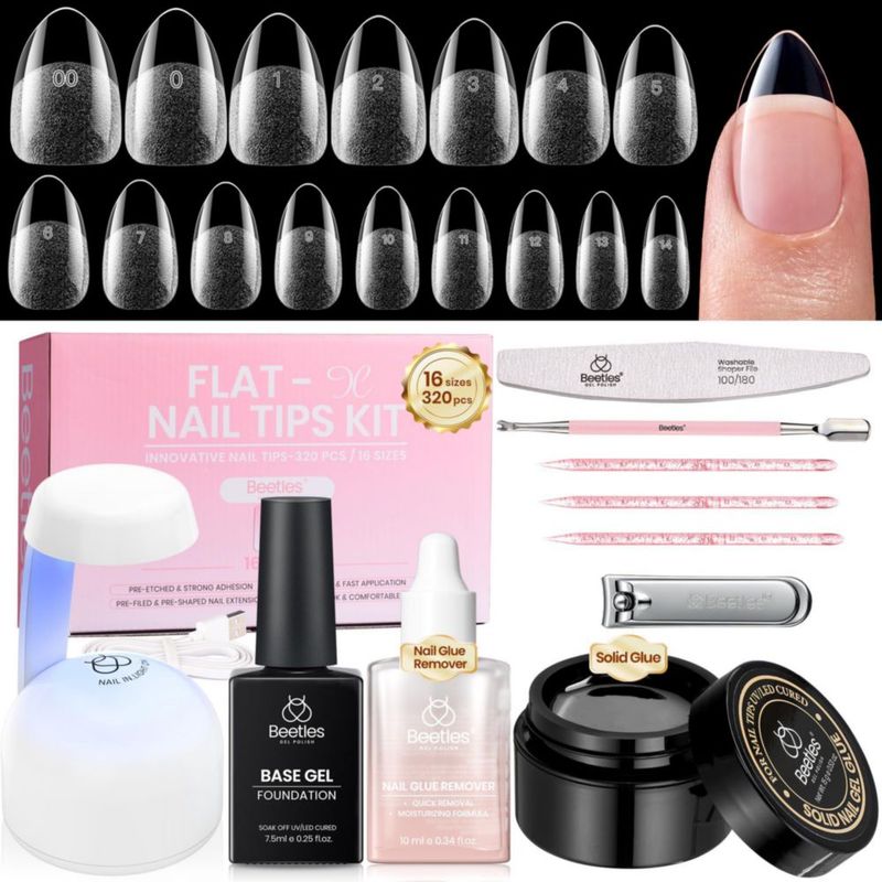 Kit de Gel para Uñas beetles Flat‑X Almendra 320 piezas