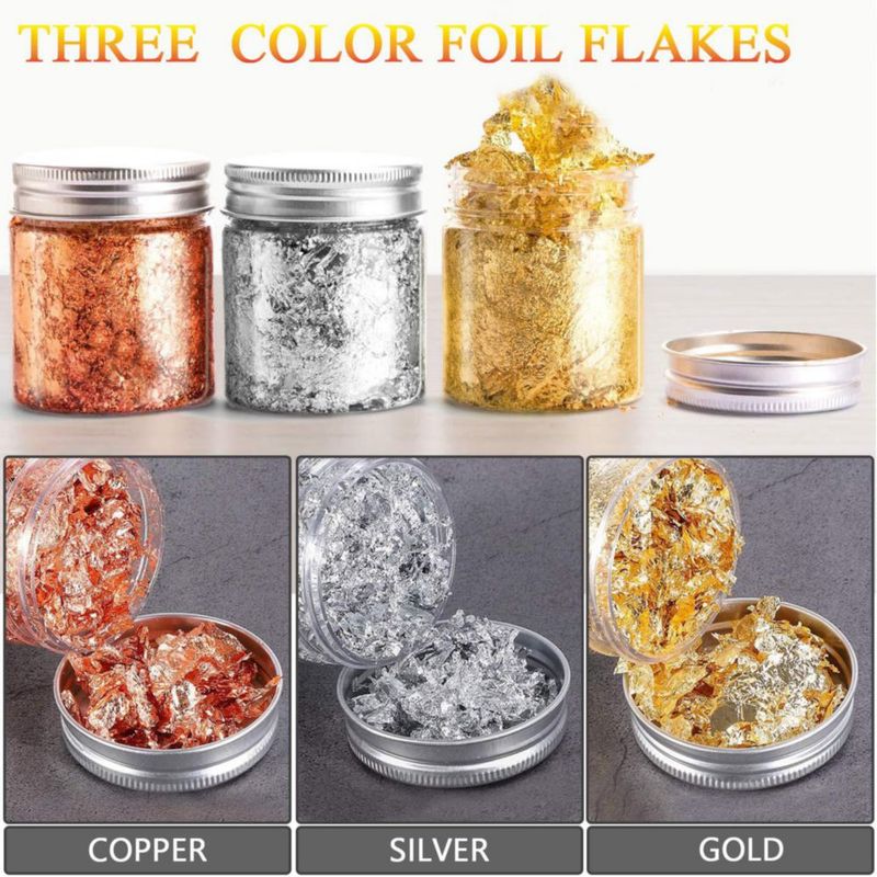 Set de escamas metálicas Glitter MEGANEOPRE 9 g 3 colores (oro plata y cobre)