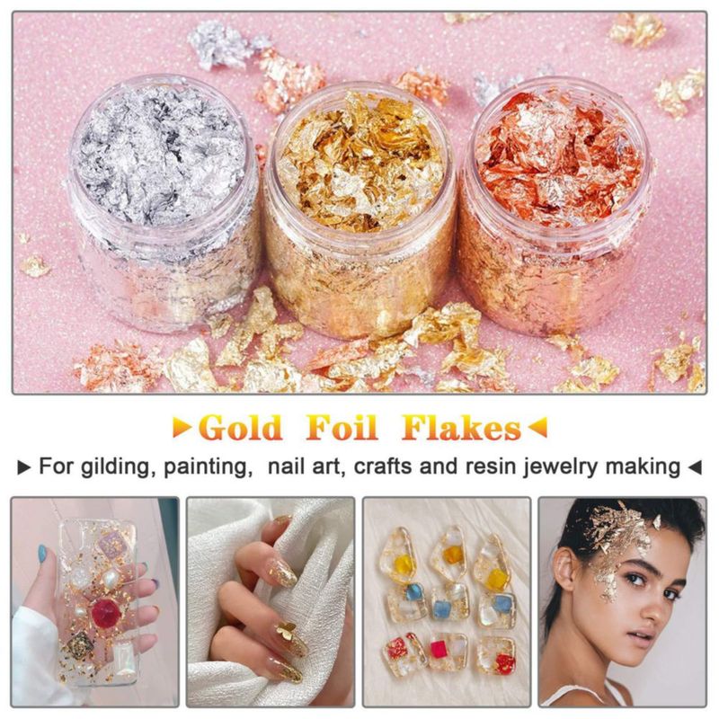 Set de escamas metálicas Glitter MEGANEOPRE 9 g 3 colores (oro plata y cobre)