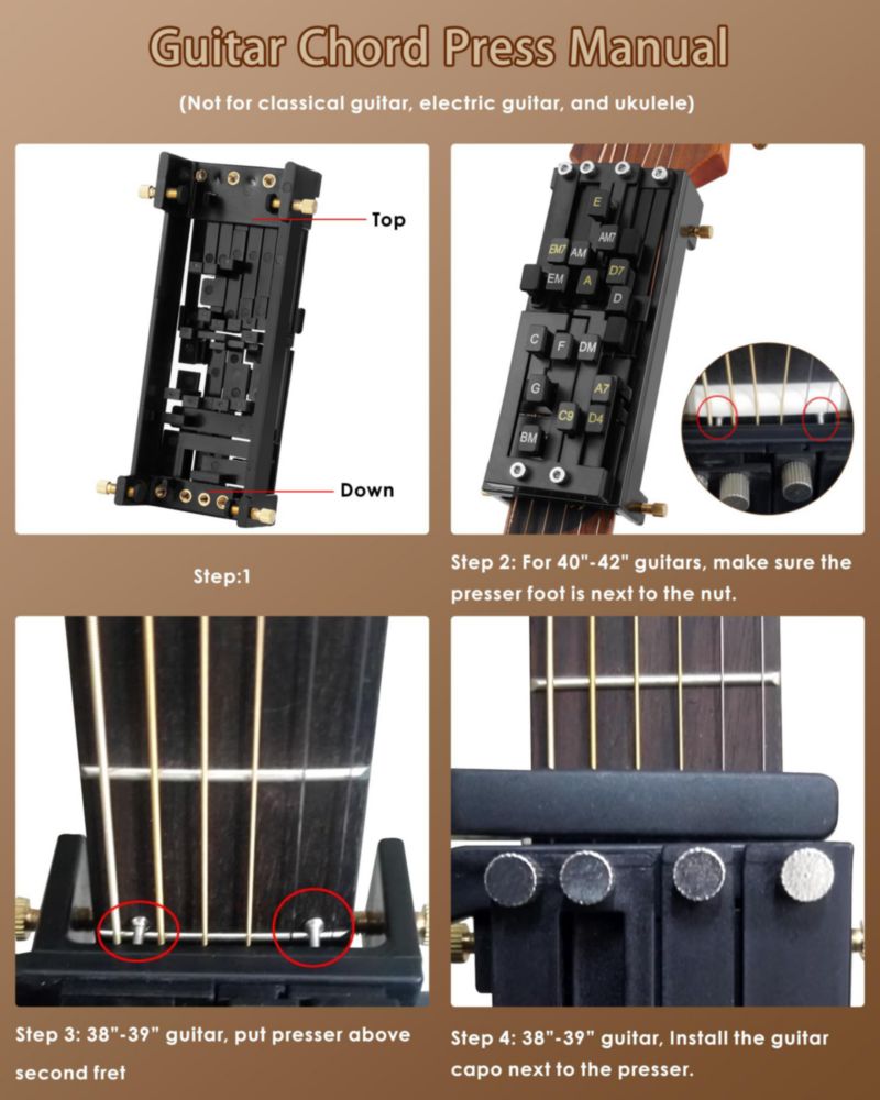 Presionador de acordes Subtoy para guitarra – Entrenador para principiantes