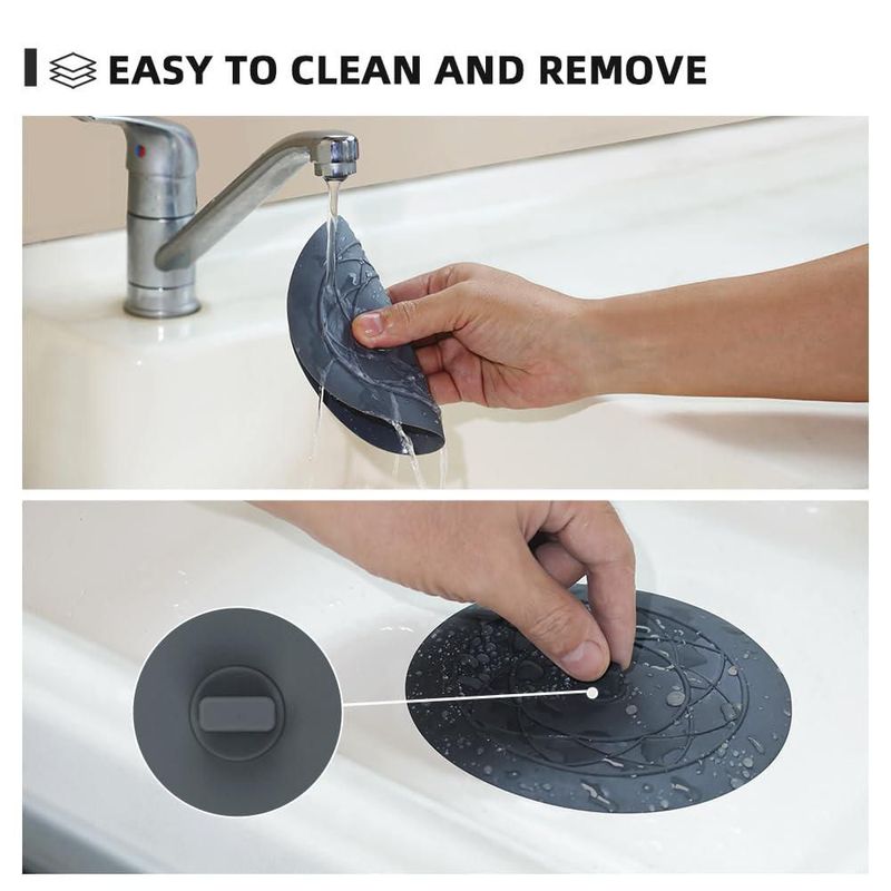 Tapón de bañera XIAOZHIHUI 15 cm de silicona 2 unidades Gris/Blanco
