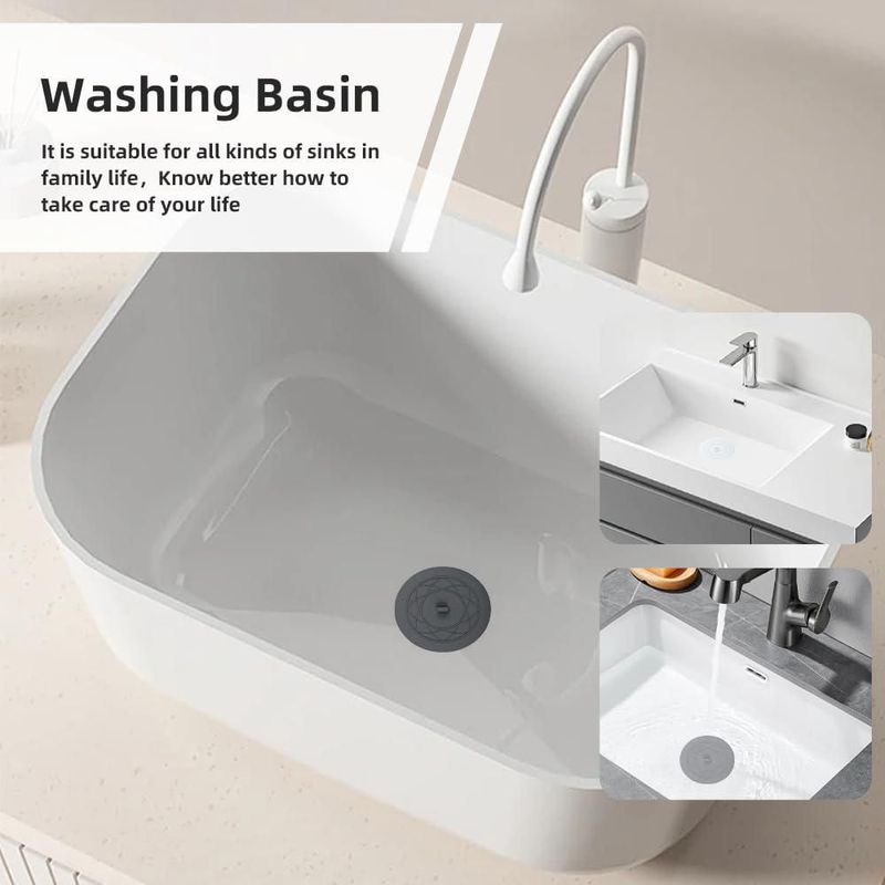 Tapón de bañera XIAOZHIHUI 15 cm de silicona 2 unidades Gris/Blanco