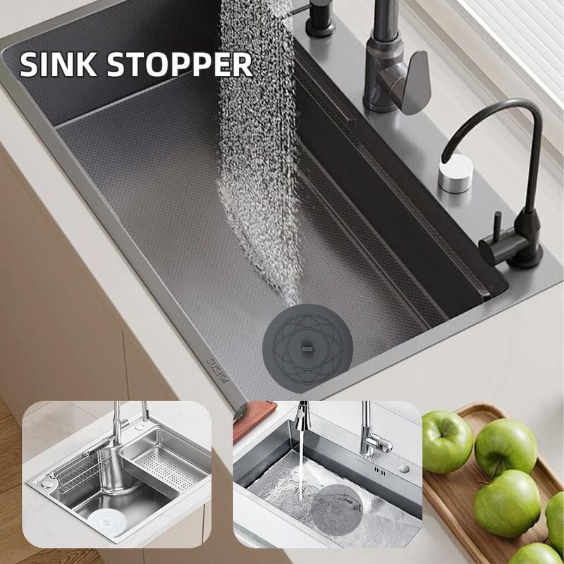 Tapón de bañera XIAOZHIHUI 15 cm de silicona 2 unidades Gris/Blanco