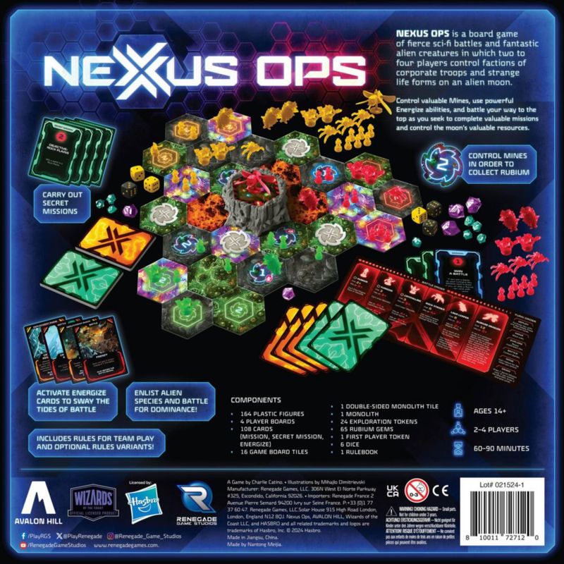 Juego de mesa Renegade Nexus Ops – Miniaturas alienígenas para 2‑4 jugadores