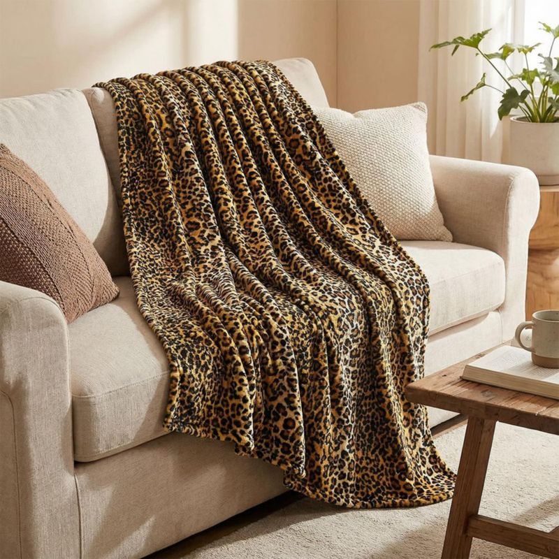 MANTA MACEVIA 152x127 cm Estampado de leopardo Forro Polar 260 GSM