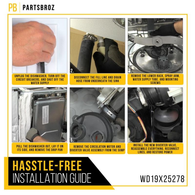 Kit de Válvula de Desvío para Lavavajillas VALVE PartsBroz WD19X25278