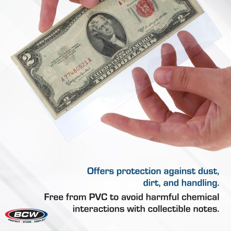 Fundas para billetes BCW 16x5 cm transparentes - 100 unidades