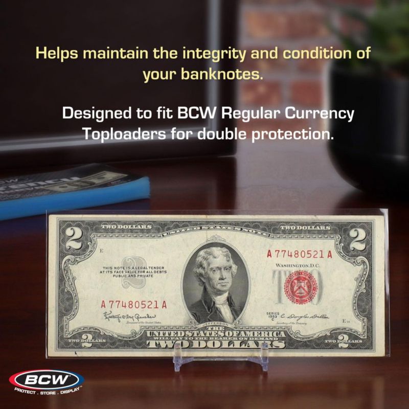 Fundas para billetes BCW 16x5 cm transparentes - 100 unidades