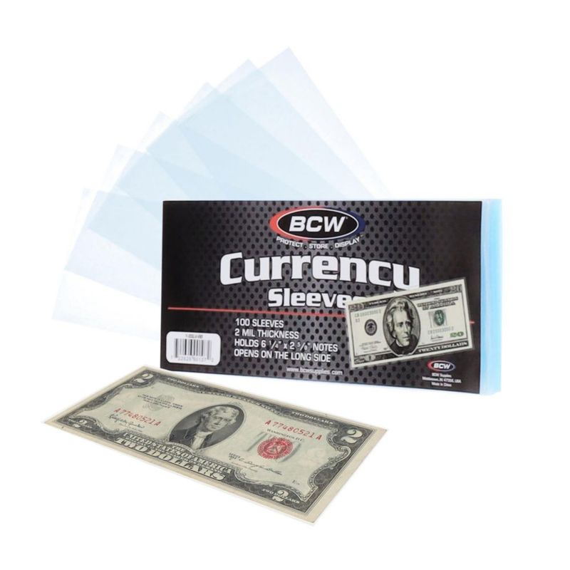 Fundas para billetes BCW 16x5 cm transparentes - 100 unidades