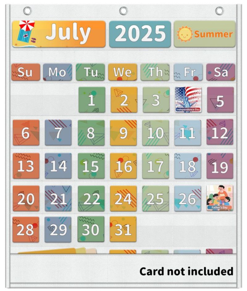 Calendario Yoink de 48 bolsillos blanco para aula