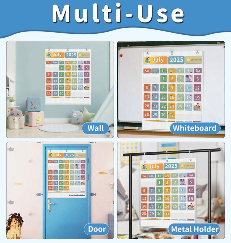 Calendario Yoink de 48 bolsillos blanco para aula