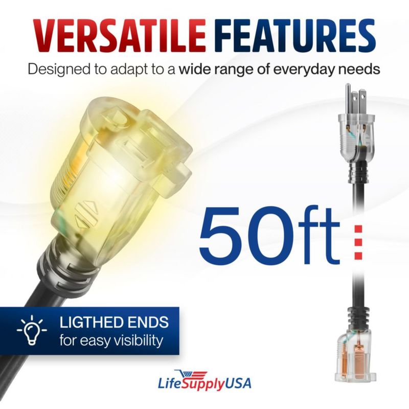 Cable de extensión LifeSupplyUSA 15 m calibre 16/3 13 A 125 V