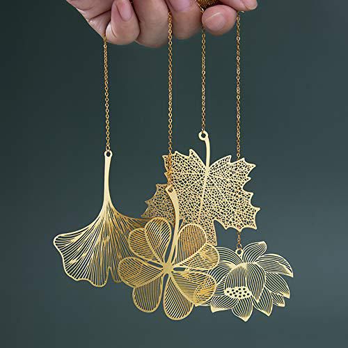 Marcapálogos Fermus de metal dorado con cadena paquete de 4