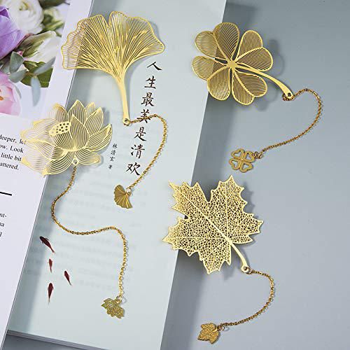 Marcapálogos Fermus de metal dorado con cadena paquete de 4