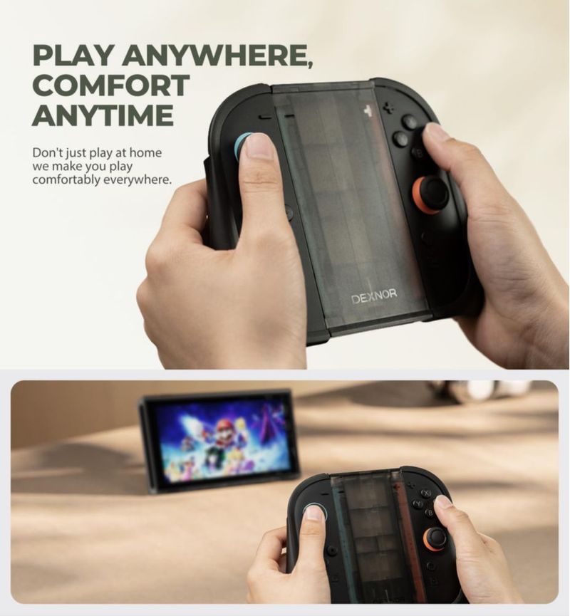 Funda Dexnor para Switch 2 con agarre acoplable soporte y portatarjetas