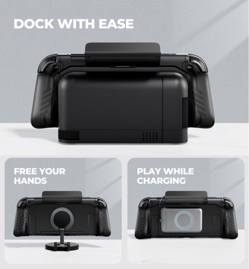 Funda Dexnor para Switch 2 con agarre acoplable soporte y portatarjetas