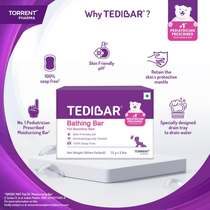 Barra de baño TEDIBAR 75 g x 3 sin jabón