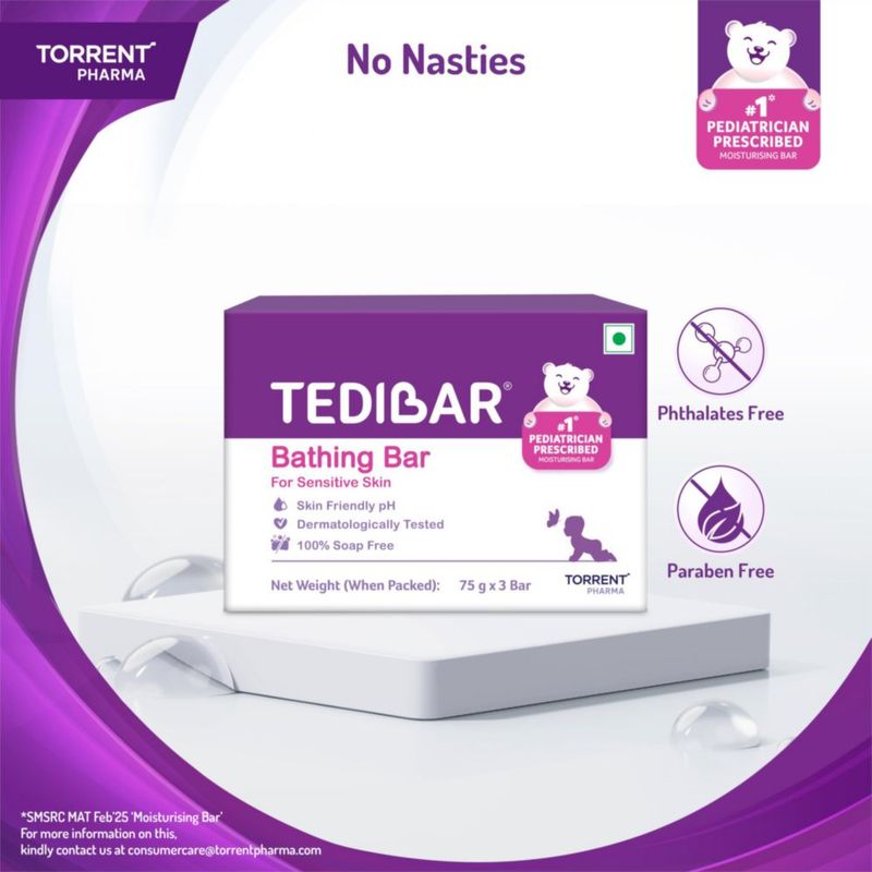 Barra de baño TEDIBAR 75 g x 3 sin jabón