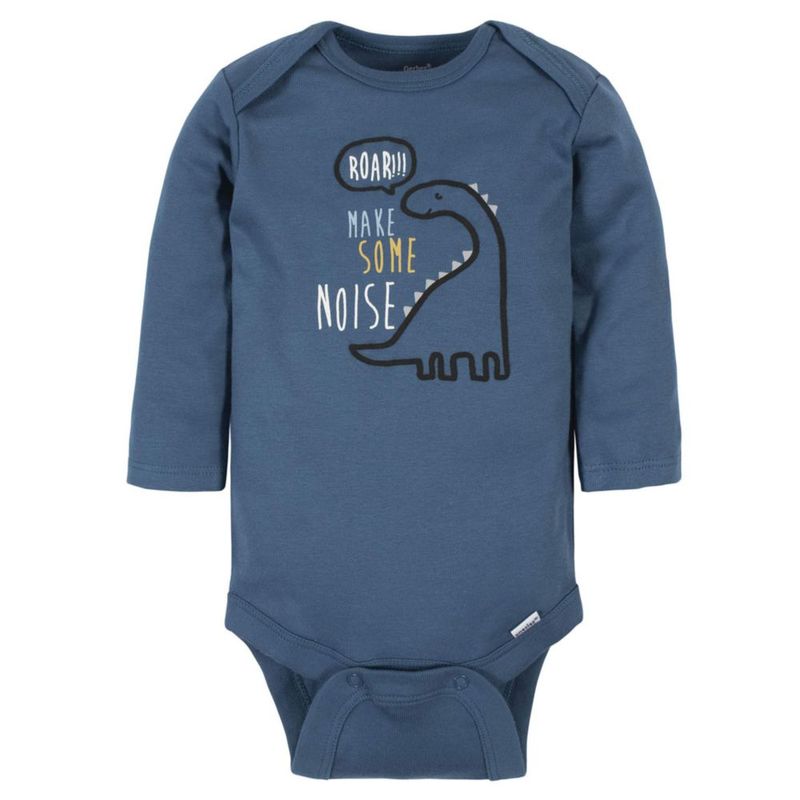 Body Gerber para bebés niños 6 unidades manga larga color azul dinosaurio 6-9 m