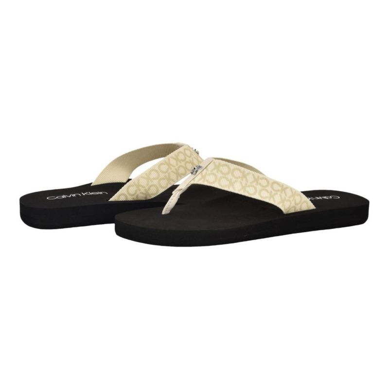 Chancla Calvin Klein Caluha Marfil con logo talla 7 (mujer)