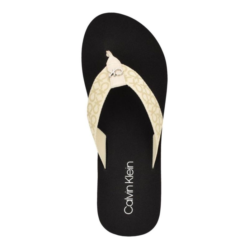 Chancla Calvin Klein Caluha Marfil con logo talla 7 (mujer)