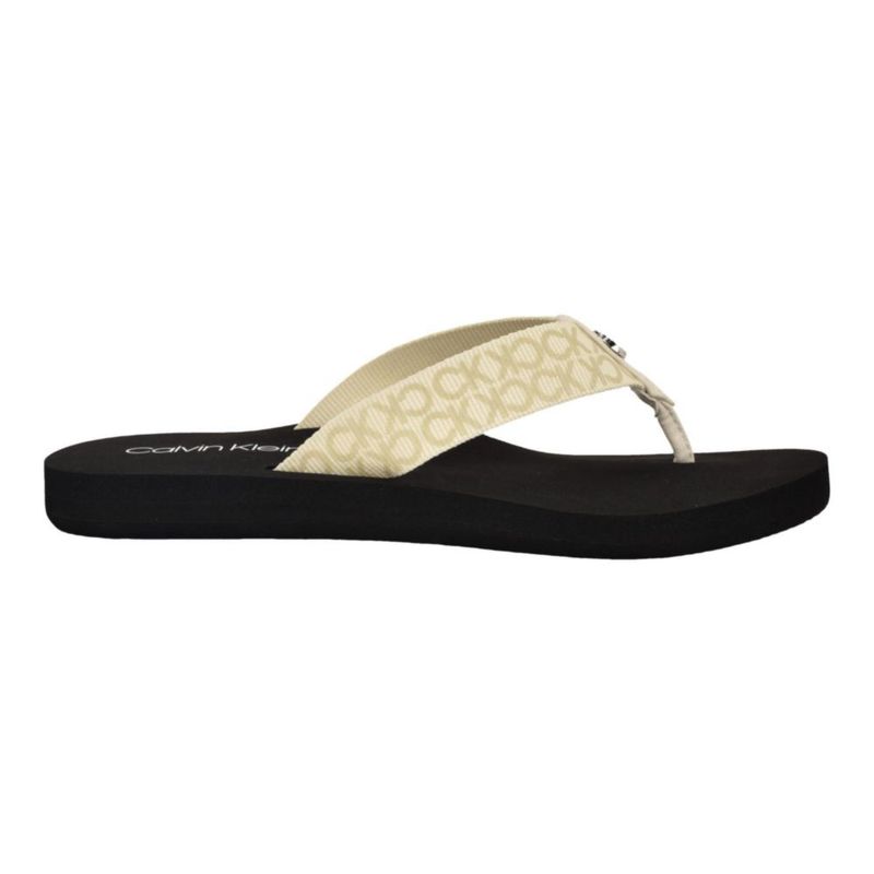 Chancla Calvin Klein Caluha Marfil con logo talla 7 (mujer)