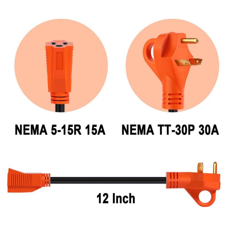 Adaptador para autocaravana Ficstar 30A a 15A TT-30P a 5-15R