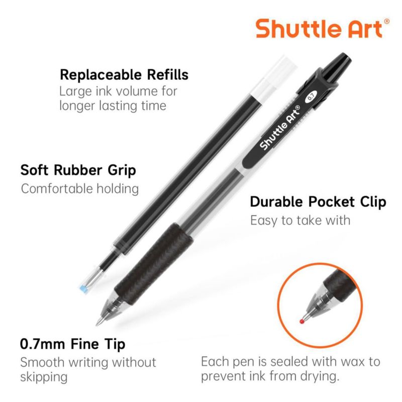 Set de 36 bolígrafos de gel Shuttle Art punta media negro