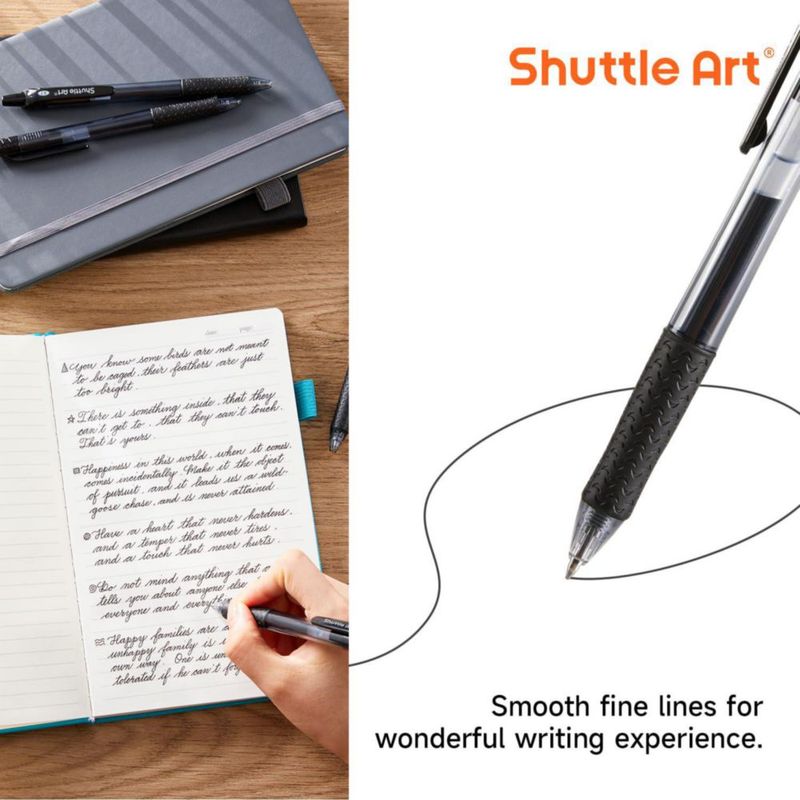 Set de 36 bolígrafos de gel Shuttle Art punta media negro