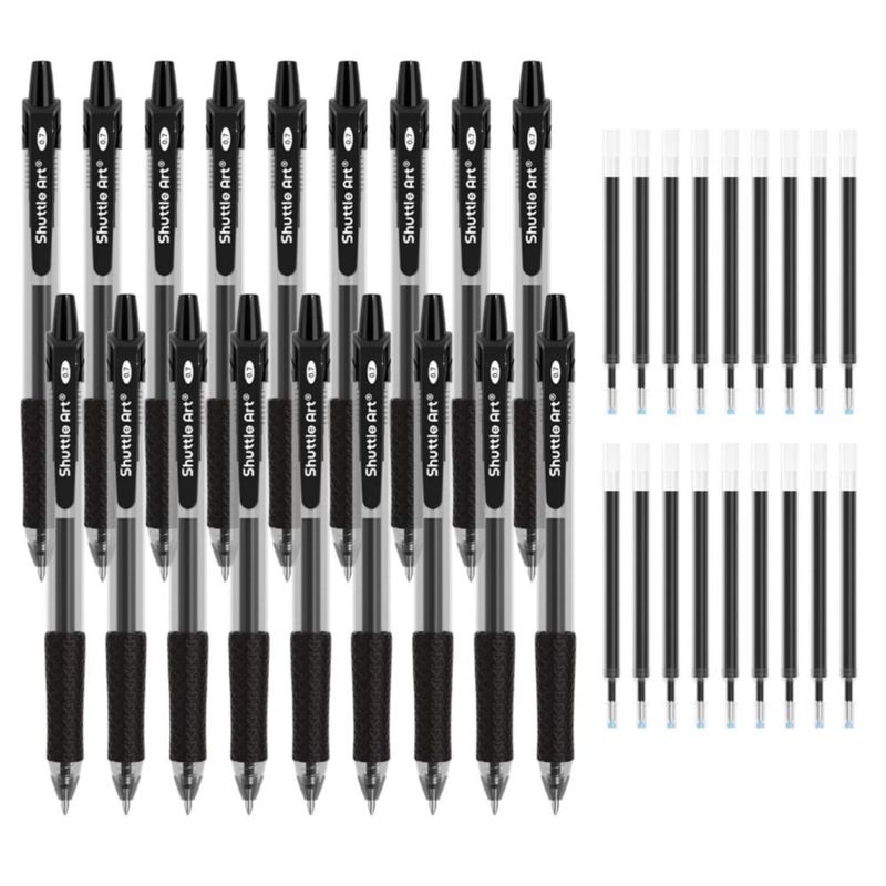 Set de 36 bolígrafos de gel Shuttle Art punta media negro