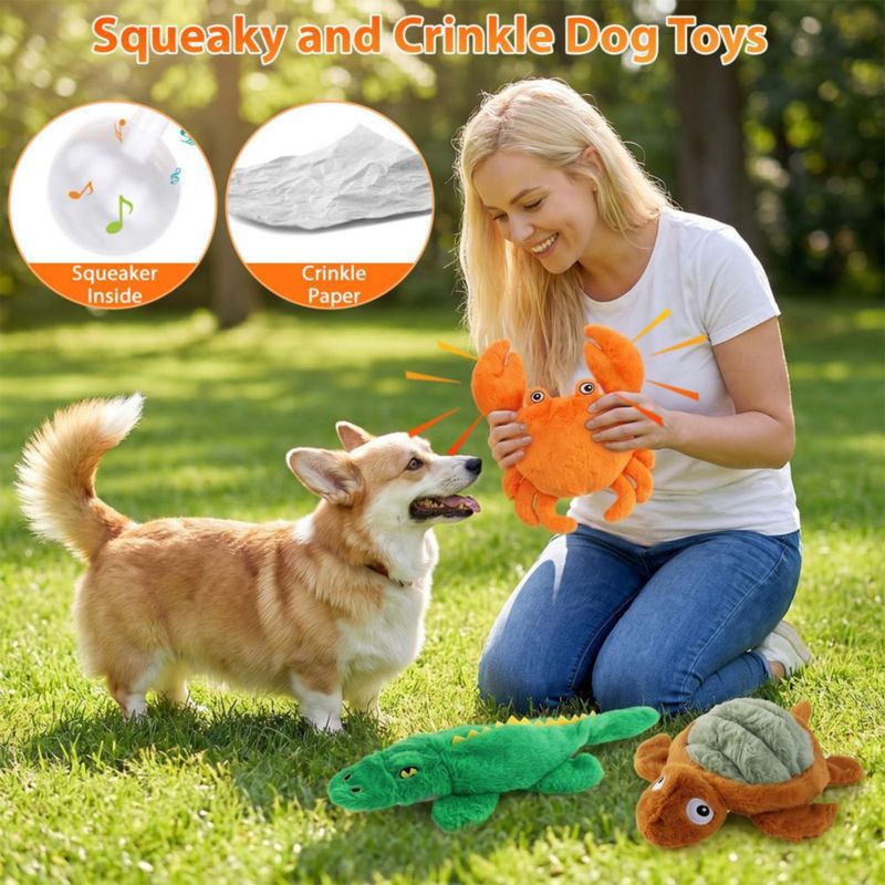 Juguetes para perros Homounter pack de 3 – peluche crujiente con silbido