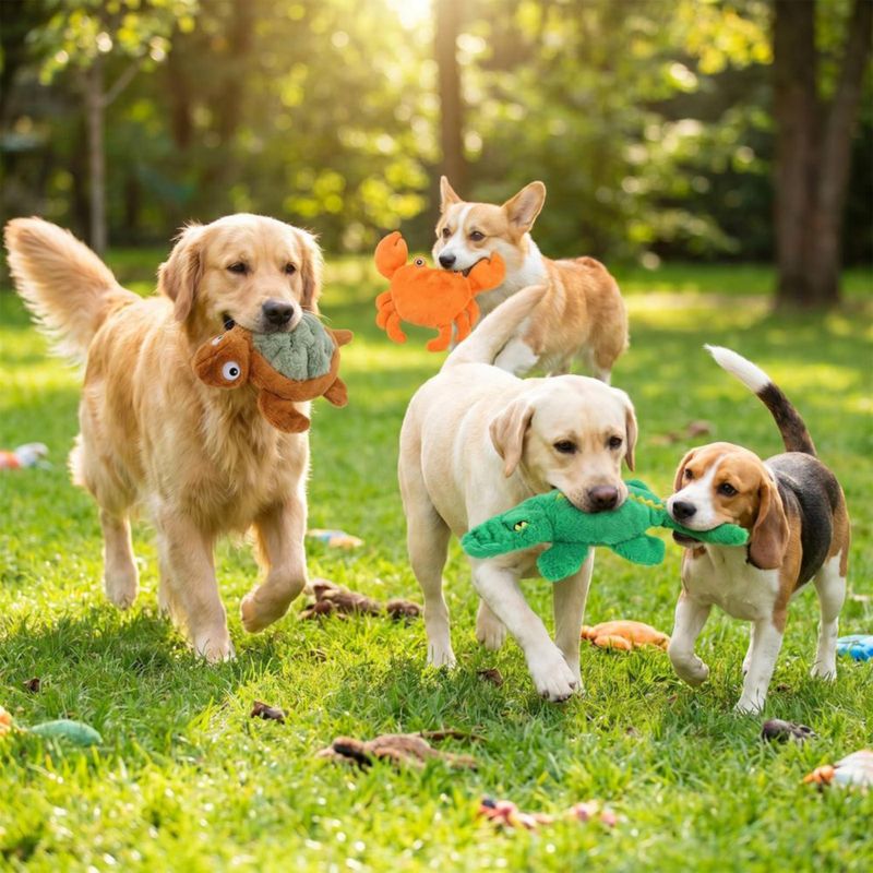 Juguetes para perros Homounter pack de 3 – peluche crujiente con silbido