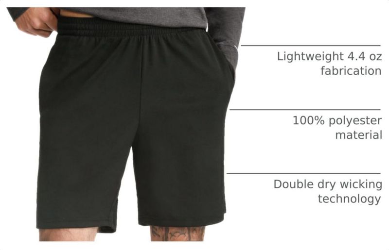 Shorts Champion 18 cm Negro de absorción de humedad (talla M)