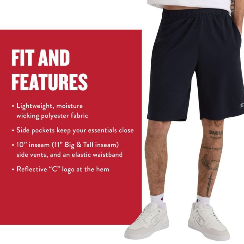 Shorts Champion 18 cm Negro de absorción de humedad (talla M)