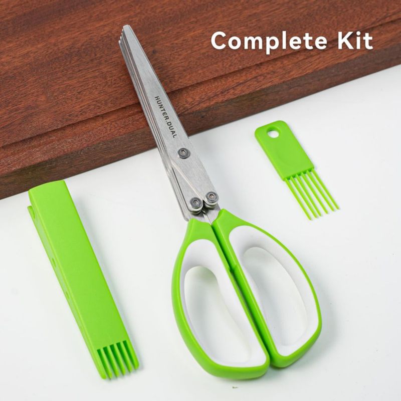 Tijeras HUNTER.DUAL de 5 cuchillas 22 cm Verde/Blanco