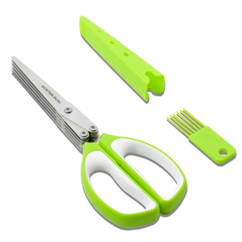Tijeras HUNTER.DUAL de 5 cuchillas 22 cm Verde/Blanco