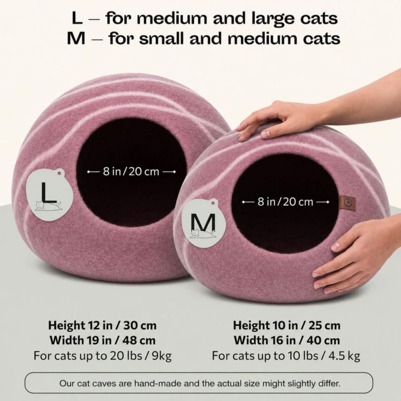 Cueva para Gato MEOWFIA de Lana Merino Mediana Rosa Dorado