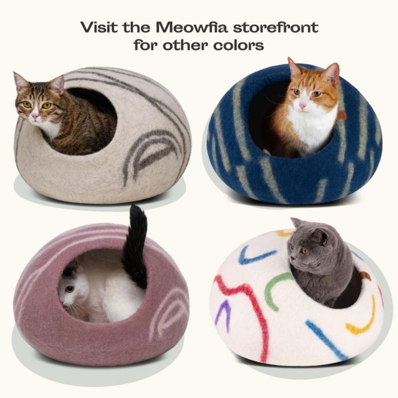 Cueva para Gato MEOWFIA de Lana Merino Mediana Rosa Dorado