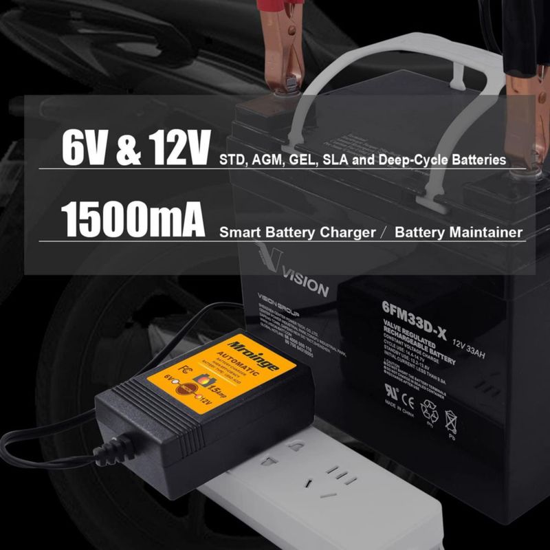 Cargador de Baterías Mroinge 1.5A 6/12V Automático