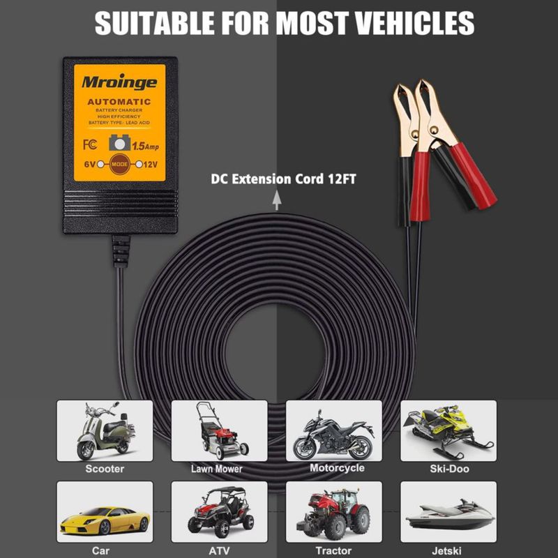 Cargador de Baterías Mroinge 1.5A 6/12V Automático