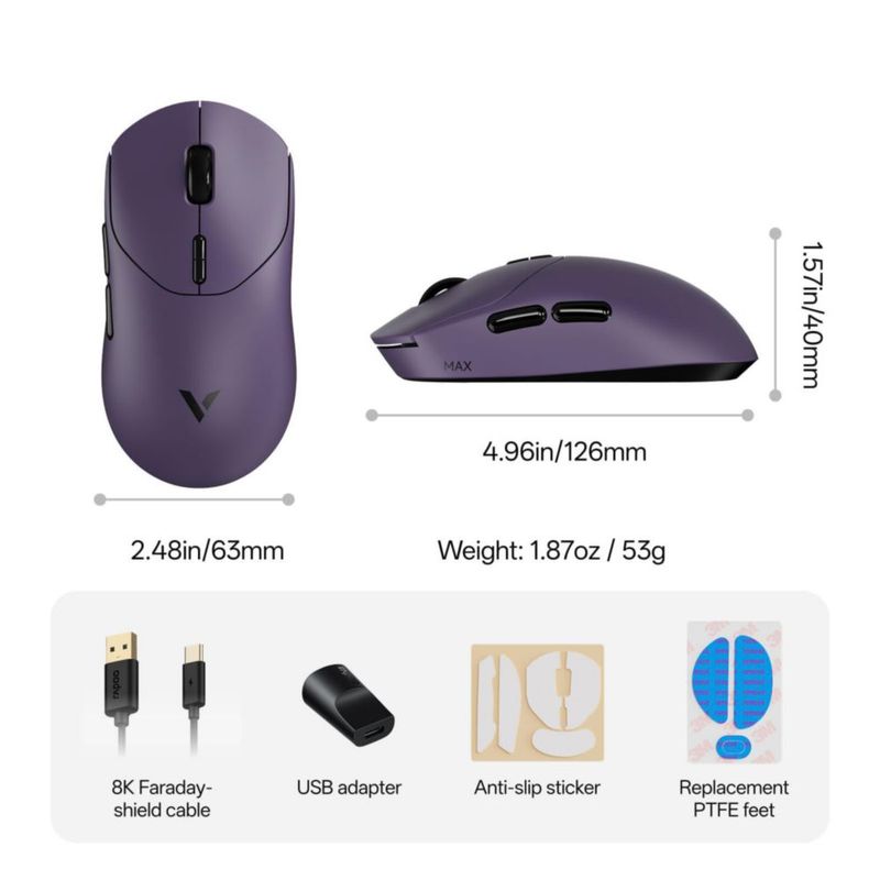 Ratón Gaming Rapoo VT2 MAX Inalámbrico 53 g 750 h 8K