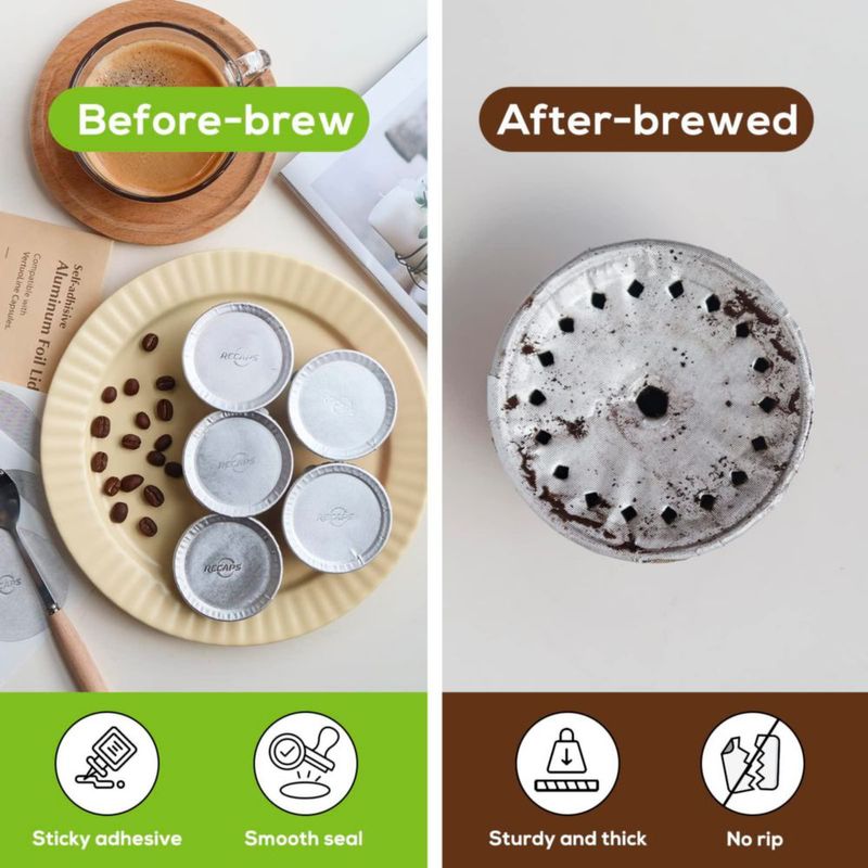 Tapas de papel de aluminio para cápsulas de café reutilizables Nespresso 200 unidades