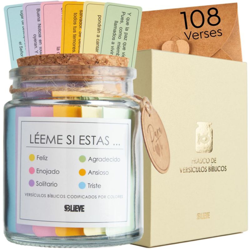 Frasco BLIEVE "Read Me" Versículos Bíblicos en Español - 108 Tarjetas